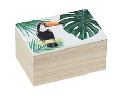 WENKO Caja de almacenaje S Tucan - Caja para el baño, cesta para el baño, MDF, 10 x 8 x 15 cm, Multicolor