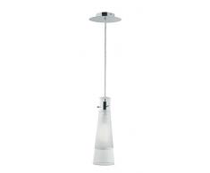 Ideal Lux KUKY CLEAR SP1 E27 Cromo, Translúcido iluminación de techo - Lámpara (Cocina, Cromo, Translúcido, IP20, Cepillado, Transparente, Cilindro)