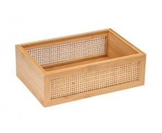 WENKO Bandeja de baÃ±o Allegre L, bandeja decorativa moderna, estilo Boho, de bambÃº y ratÃ¡n trenzado de calidad Ã³ptima, para guardar de forma prÃ¡ctica los utensilios del baÃ±o, 22 x 7 x 15 cm, natural