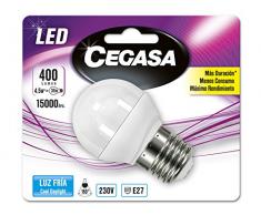 Cegasa Bombillas LED con Luz Fría 5000K E27, 4.5 W, Blanco, 78x45x44 cm