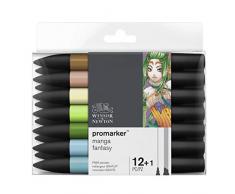 Winsor & Newton - Set de Rotuladores ProMarker, 12 + 1 Unidades, Manga Fantasy