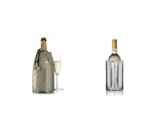 Vacu Vin 38855626-Enfriador Rápido, Estampado Color Platino Enfriador para Botellas De Cava, Plástico Y Gel, Plateado, Cm + 8714793388031 Enfriador Activo De Vino, Plástico, Plata
