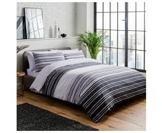 Sleepdown Textured Stripe Black/White Juego de Cama Individual de Sleep Down, AlgodÃ³n, Gris, Suelto