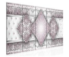 023555c - Cuadro de pared con diseño abstracto de mandala (200 x 80 cm, lienzo XXL, 5 piezas, fabricado en Alemania, listo para colgar), color rosa