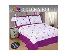Forentex Colchas MS-2611 Cubrecama Bordada Cosida Con Fundas Para Primavera/Verano/Otoño Morado 190x260 cm+1/50x70 cojín 2