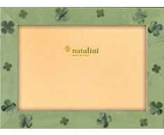 Natalini QUADRIFOGLIO 13X18 Marco de Fotos con Soporte para Mesa, Tulipwood, Verde, 13 X 18 X 1,5