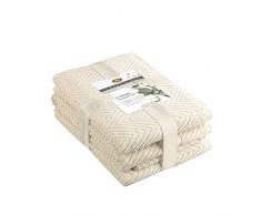 GÃ¶zze - Set de toallas de rizo, 2 toallas de mano (50 x 100 cm), 2 toallas de ducha (70 x 140 cm) y 2 toallas de invitados (30 x 50 cm), AlgodÃ³n, 480 g/mÂ² - Crema