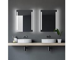 Talos Espejo de baÃ±o con iluminaciÃ³n â Espejo de baÃ±o 80 x 60 cm â Espejo LED con Dos Cortes de luz â Color de luz Blanco Neutro 4200 K â suspensiÃ³n Vertical y Horizontal
