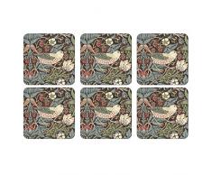 Morris & Co Strawberry Thief Brown - Posavasos, S/6, multicolor, 10.5 X 10.5 cm