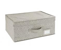 Wenko Cajon pongotodo Balance - Cesta de almacenaje con tapa, Polipropileno, 44 x 19 x 33 cm, Taupe