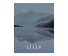 Komar Wandbild Von Word Lake Reflection Steel | Poster, Bild, Wohnzimmer, Schlafzimmer, Dekoration, Kunstdruck | ohne Rahmen | P086A-40x50 fotomural, Grau, Schwarz, WeiÃ
