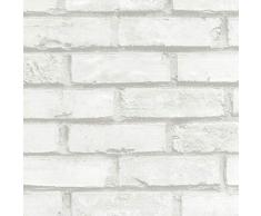 Venilia Lámina adhesiva | Blanco piedra Aspecto ladrillo | 45cm x 1,5m, Espesor 95μ | Vinilo autoadhesivo para muebles o cocina, decorativas papel pintado pared | PVC sin ftalatos | Fabricado en UE