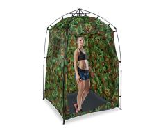 Relaxdays Tienda Cambiador Camping, Cabina Ducha Portátil, Plegable, Repelente al Agua, 228x140x140 cm, Pop-Up, Verde, 70% poliéster 20% plástico 10% Aluminio