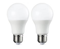 AmazonBasics Bombilla LED Esférica E27, 9W (equivalente a 60W), Blanco FrÃo - 2 unidades