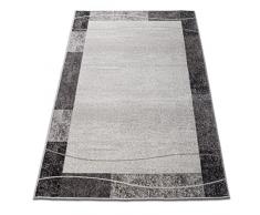 oKu-Tex Alfombra | Alfombra Tejida | para salón, Pasillo, Dormitorio | Alfombra de Pasillo | Color Gris Claro Moderno | Diseño geométrico | Öko-Tex 100 | Tamaño 80 x 150 cm