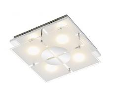 Briloner Leuchten 3597 – 048 a +, – Lámpara LED de techo, 4 x LED GU10, 3 W, 250 lúmenes, vidrio parcialmente mate, rectangular, metal, cromo, 30 x 30 x 9 cm
