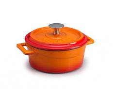 Pentole Agnelli COGHSRP10414O Utensilios de Cocina Slowcook LÃnea de Hierro Fundido Cacerola, 14 cm, 0.8 l, Naranja