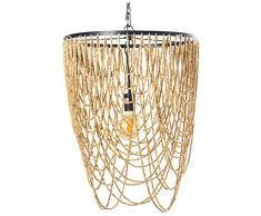 DRW Lampara de Techo de Metal y Cuentas de Madera en Dorado y Negro 47x64/a63cm