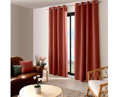 Enjoy Home - Cortina Opaca bÃ¡sica, 8 Ojales Plateados, 4 cm de diÃ¡metro, 100% poliÃ©ster, Tejido Certificado Oeko-Tex â 140 x 240 cm, Color Terracota