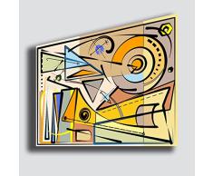 Printerland Cuadro moderno KANDINSKY de estilo 70 x 100 cm - Composición amarilla - Reproducción impresión sobre lienzo para dormitorio - Cuadros modernos - Arte abstracto cocina salón