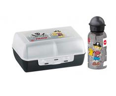 Emsa 518136 - Set botella de agua y fiambrera pirata para niños de Tritan