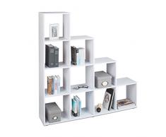 Relaxdays Estantería Gradual de Madera, 10 compartimientos, estantería Escalera como Separador o librería, para Zapatos o Ropa, Blanco