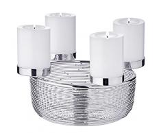 EDZARD Corona de adviento Rio, Acero Inoxidable niquelado, diámetro 26 cm, para Velas diámetro 6 cm
