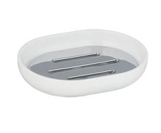 WENKO Jabonera Posa blanco/cromo - Jabonera, plÃ¡stico, 12 x 2.5 x 9 cm, Blanco