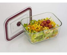 Jata HREC4203 - Recipiente HermÃ©tico de Cristal, Capacidad de 3000 ml, Para alimentos sÃ³lidos y lÃ­quidos, Apto para congelador, microondas, horno y lavavajillas, Libre de BPA,
