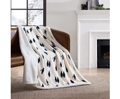 Eddie Bauer Manta Ropa de Cama Reversible de Forro Polar, decoraciÃ³n del hogar para Todas Las Estaciones, poliÃ©ster Sherpa, PingÃ¼ino Emperador, Colcha