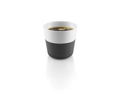 Eva Solo 501002 Taza de Cafe largo, 2 piezas, Silicona y porcelana, 230 ml, Carbon Black, Blanco/Negro