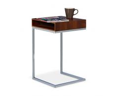 Relaxdays Mesa Auxiliar con Compartimento Lateral, Metal, Natural, 38x37x61 cm