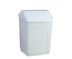 Denox DEN133 Papelera con Tapa basculante 55 litros, Blanco, 55 L