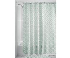 InterDesign Trellis Cortinas de baño de tela | Cortina de ducha para bañera y ducha con estampado enrejado | Cortina de baño de 183 cm x 183 cm | Poliéster menta