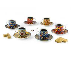 Excelsa Juego de 6 tazas de cafÃ© de porcelana, 80 ml, con plato Trinacria