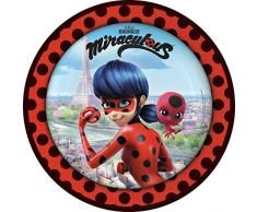 amscan 9902873-66 Miraculous - Platos de papel, 8 unidades, diÃ¡metro de 23 cm, platos de cartÃ³n, platos de fiesta, vajilla desechable, cumpleaÃ±os infantiles