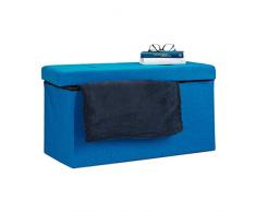 Relaxdays Baúl Almacenamiento Plegable, Tela, Azul, 76 x 38 x 38 cm