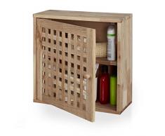 Relaxdays Pared de Nogal, 2 Compartimentos, Cierre magnético, Armario Colgante de baño, Cocina, 42 x 42 x 18 cm, Color Natural, 100% Madera, Naturaleza