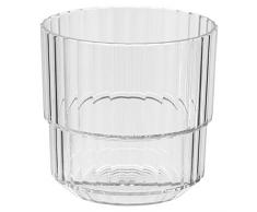 APS Linea - Vaso de plÃ¡stico Tritan de alta calidad con 0,22 litros, sin BPA, apilable, irrompible, reutilizable, apto para lavavajillas, 220 ml, transparente