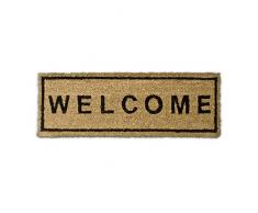 Relaxdays – Felpudo Welcome para la Entrada de su hogar Hecho de Fibras de Coco y PVC con Medidas 75 x 25 cm Antideslizante Elemento Decorativo, Color Natural