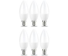 AmazonBasics Bombilla LED E14, 6W (equivalente a 40W), Blanco Cálido, Regulable- 6 unidades