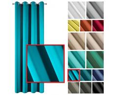 Eurofirany Blackout - Cortina Opaca con 8 Ojales, Elegante, Lisa, Lisa, Suave, para salÃ³n o Dormitorio, 1 Unidad, Color Verde mar, 135 x 250 cm