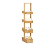 Relaxdays EstanterÃa Colgante con 4 bandejas para la Ducha/Cuarto de baño Hecho de bambú con Medidas 88,5 x 25,5 x 18,5 cm, Color Natural, Madera