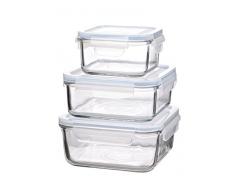 GLASSLOCK - TÃ¡per Rectangular Apto para microondas, Vidrio, Azul, 17 x 17 x 15 cm