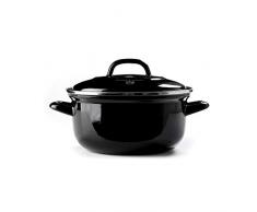 BK Indigo Dutch Oven Olla Redonda de acero esmaltado holandÃ©s con tapa, 20 cm/2.5 litros, apta para inducciÃ³n, horno y lavavajillas, color negro