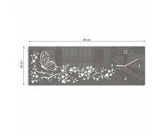 Reloj de pared estilo moderno Mariposa en Flores 3d silencioso salon colores 20 x 60 cm