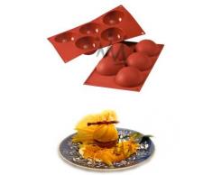 SF001 Molde de Silicona, 5 cavidades con Forma de semiesfera, Color Terracota