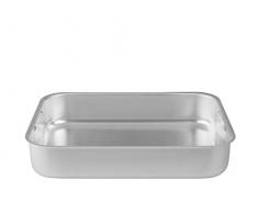 Ollas Agnelli Tostador rectangulares de Esquinas Redondas, sin Cubierta, BLTF Aluminio, con Acabado Mate, Plata, 26x20 cm