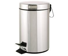 axentia Cubo en Plata, Aprox. 3L baño Cubo, Cubo de Acero Inoxidable, Cubo de Basura con Pieza de plástico, Cubo Ideal para Cocina y Baño