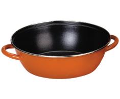 IBILI - Sarten honda con 2 asas new orange, 36 cms, Acero esmaltado vitrificado, Antiadherente, Apta para induccion